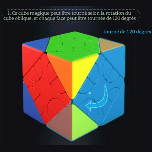 Oostifun MoYu MoFang JiaoShi Meilong HunYuan Cube tournant Oblique HunYuan Skewb Puzzles Cube Multi Color avec Un trépied Cube (Style-2) – vue 5