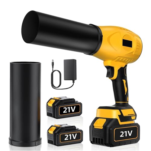 Souffleur électrique turbo 3000 W avec 2 batteries, moteur sans balais, 30 000 tr/min, souffleur à poussière électrique, souffleur à poussière électrique pour feuilles, neige et poussière, réglable en