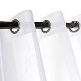 RNDRSSE Sheer Curtains Faux Linen Semi Voile Light Filtering Drapes Pair for Bedroom Living Room, Se