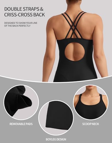 beautyin Boyleg Swimsuits for Women Athletic One Piece Bathing Suit Crisscross Back Swimwear3