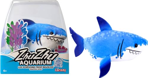 Lansay ZHU ZHU Aquarium Martin Le Tiburón - Azul - Peluche Suave e Interactivo para niños a Partir de 4 años - CREA Historias bajo el océano Encantado - Pescado Interactivo Rigolo - No Necesita Agua