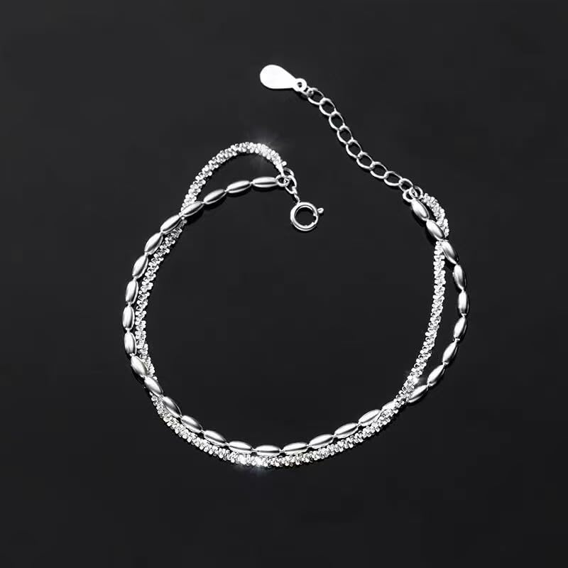 Dainty Sterling Silver Chain Bracelets for Women Stackable Trendy Adjustable Cute Jewelry for Women Waterproof，Gift3