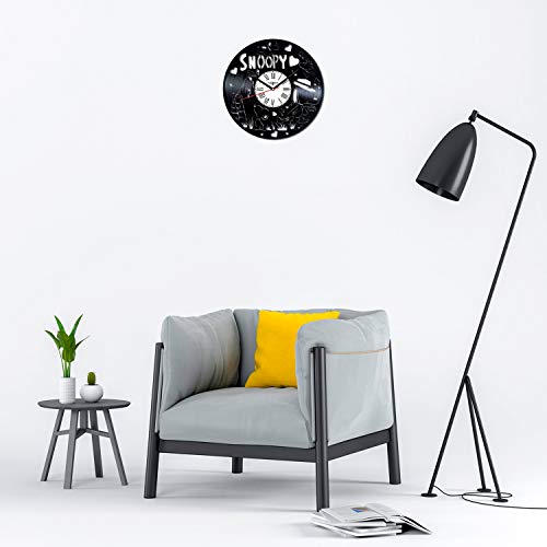 Snoopy And Charlie Brown Vinyl Record Wall Clock Poster - Vintage Home Decor Kitchen Bedroom Living Room Office - Unique Handmade Gift For Men Woman Friends Boys - 12 Inches #TOP2