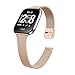 TryBest Bands for Fitbit Versa 3/Fitbit Sense Strap,Narrow Small Thin Stainless Steel Band Replacement Metal Solid Strap Adjustable Wrist for 5.5-8.1 inch for Women - Rose Gold