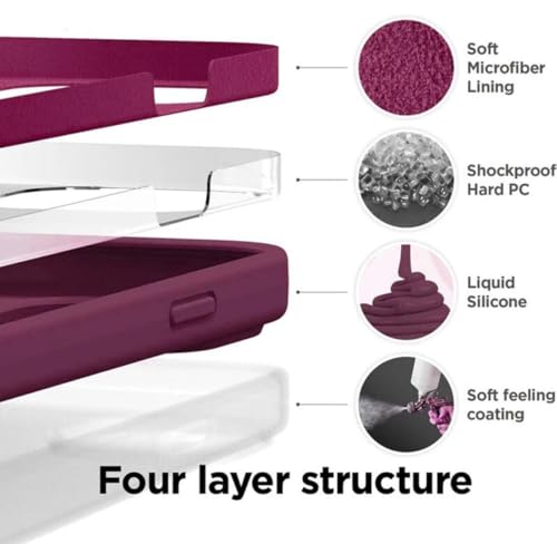 Image of Premium Liquid Silicone Case for iPhone 15 Plus - Slim Full Body Protective Back Cover with Soft Microfiber Lining, Anti-Slip Grip Scratch Resistant Phone Case (Wine)