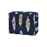 N. Gil Large Travel Cosmetic Pouch Bag (Feather Navy Blue)
