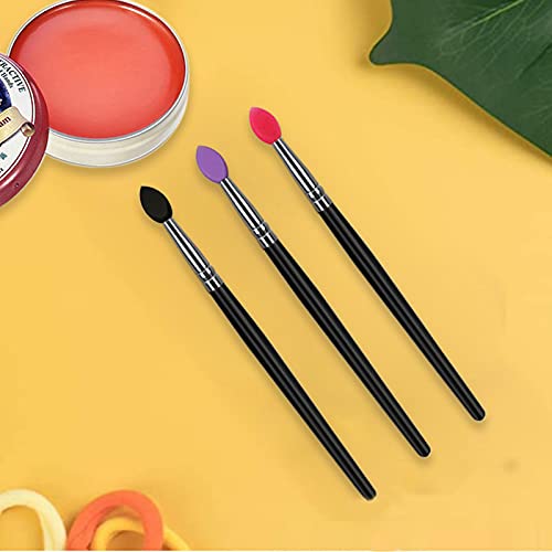 Silicone Eyeshadow Brushes Set, BYVUTE Colorful Heads Eyeliner Blending Professional Makeup Brush Set, 6 Essential Eye Makeup Brushes Kits, Eye Shadow Brushes
