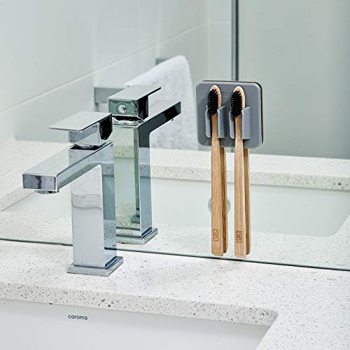 Tooletries - The George Toothbrush Holder - Silicone Toiletry Organizer, Shower & Bathroom Accessory - Features Silicone-Grip Technology, Removable & Reusable - Grey #TOP2