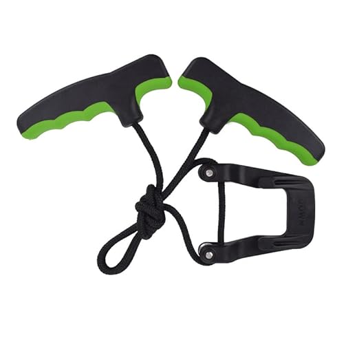 GPP Crossbow Cocking Device Three Finger Double Handle Crossbows Rope Cocker Aid Cocking String Tool with Handle (Green and Black)