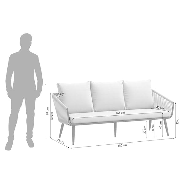 OUTLIV. Alex Loungesofa Aluminium Rope Hellgrau
