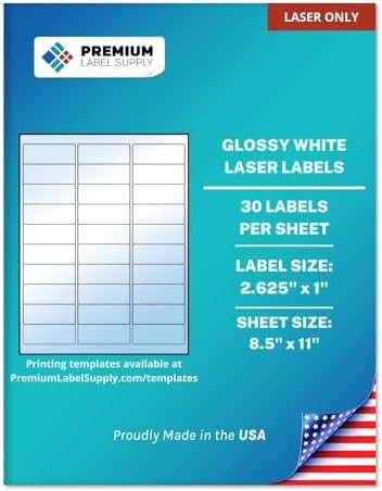 Premium Label Supply Glossy White Address Sticker Labels – 2.625" x 1" – (30 per Sheet) (Glossy White for Laser Only, 300 Labels) image 4
