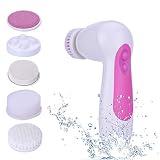 MOSCHOW Facial Cleansing Brush with 5 Brush Heads, 5-in-1 Waterproof Face Spin Brush Set for Gentle