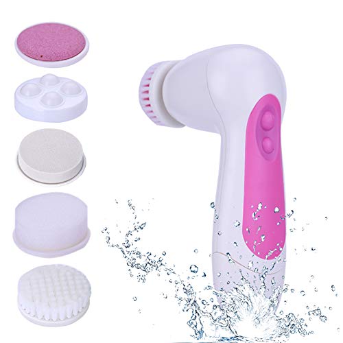 Moschow Facial Cleansing Brush With 5 Brush Heads, 5-In-1 Waterproof Face Spin Brush Set For Gentle Exfoliating And Removing Blackhead, Deep Cleansing Face (Pink) #TOP13