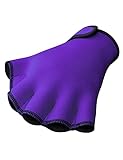 FitsT4 Sports Aqua Gloves Webbed Paddle Swim Gloves Fitness Water Aerobics and Swimming Resistance Training Gloves for Men Women Children Purple M