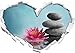 Belle nénuphar avec des Pierres Zen Forme de Coeur dans Le Regard 3D, Mur ou Un Autocollant de Porte Format: 62x43.5cm, Stickers muraux, Stickers muraux, Décoration Murale