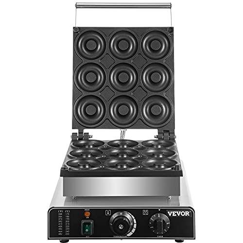 Vevor Electric Donut Maker, 9 Holes Commercial Donut Machine, 2000W Electric Doughnut Machine, Double-Sided Heating Commercial Donut Maker, For Home & Commercial Use With Non-Stick Teflon Coating #TOP7