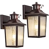 Oil Rubbed Bronze Motion Sensor Outdoor Lights 2 Packs - Waterproof Dusk to Dawn Outdoor Lighting, B