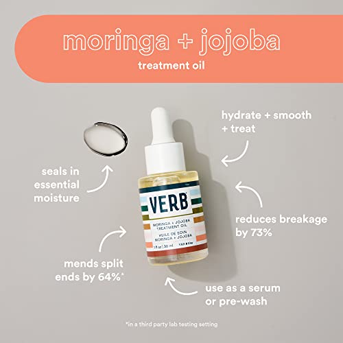 Verb Moringa + Jojoba Treatment Oil -Vegan Serum To Hydrate, Balance, Nourish And Repair Damaged Hair And Dry Scalp -Free Of Silicone And Fragrance, 1 Fl Oz #TOP1