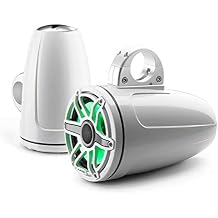 JL Audio M6 Series 7.7" Enclosed Tower Coaxial System w/Gloss White Classic Grille Transflective LED Lighting - M6-770ETXv3-Gw-S-GwGw-i