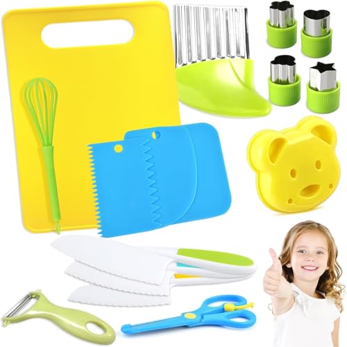 16 Pièces Couteau Montessori Enfants, Kit Couteau sécurité de Cuisine pour Enfants pour couper et cuire des fruits ou légumes, Couteau Enfant qui ne Coupe pas, Couteaux enfants à partir de 2 ans