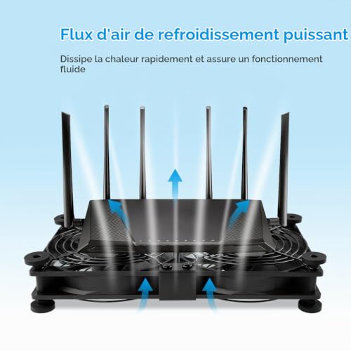 ELZO Ventilateur PC USB 120 mm double rangée 2 en 1, ventilateur d'ordinateur portable avec 3 vitesses réglables, ventilateur de refroidissement électronique avec 8 absorbeurs de chocs – vue 6