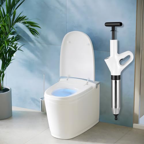 Miniatura 8 de Bomba Desatascadora De Desagües, Inodoros, Limpiadores De Tuberías De Aire Comprimido, Émbolo De Inodoro, Eliminación De Obstrucción Con 4 Ventosas, Manómetro, Desagüe Para Lavabos, Baños, Ducha