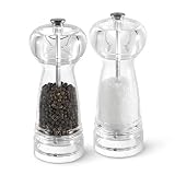 Molinillo de cerámica con forma de diamante duro: mecanismo de molienda preciso y juego de molinillos de cerámica de grosor ajustable. Puedes ajustar el ajuste en la parte inferior del molinillo de pimienta de grueso a fino para satisfacer tus necesidades.