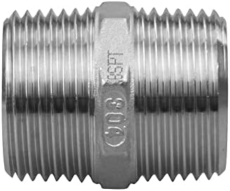 Double4love 1/2" Male Hex Nipple Stainless Steel 316 Threaded Pipe Fitting BSPT