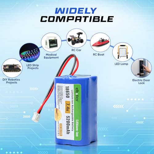 Image of 7.4V 5200mAh Li-ion Rechargeable Battery Pack JST-XH 2.54 /2P Plug Lithium-ion Batteries for Electronics Products Toys Lighting Bluetooth Equipment Fit for RC Helicopter Car Truck & RC Boats