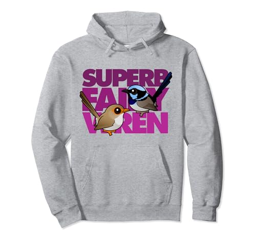 Superb Fairywren Marquee Text Pretty Cartoon Marquee Bird Pullover Hoodie