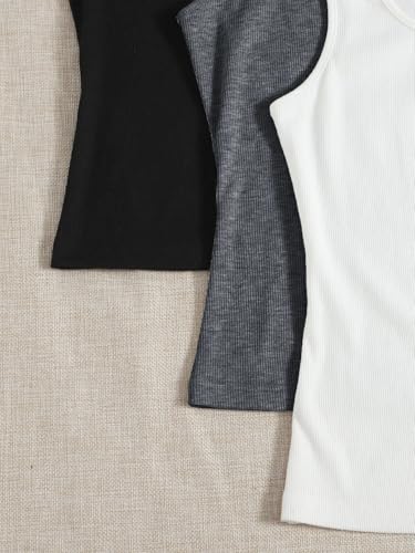 Image of Women's 1x1 Rib Cotton Stretch Tank Top Sleeveless Basic Vest Pack of 3