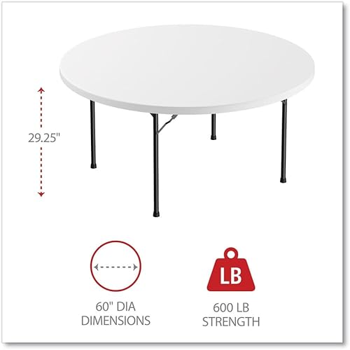 Miniatura 2 de Alera Mesa plegable redonda de plástico, 60 pulgadas de diámetro x 29.25 horas, blanco