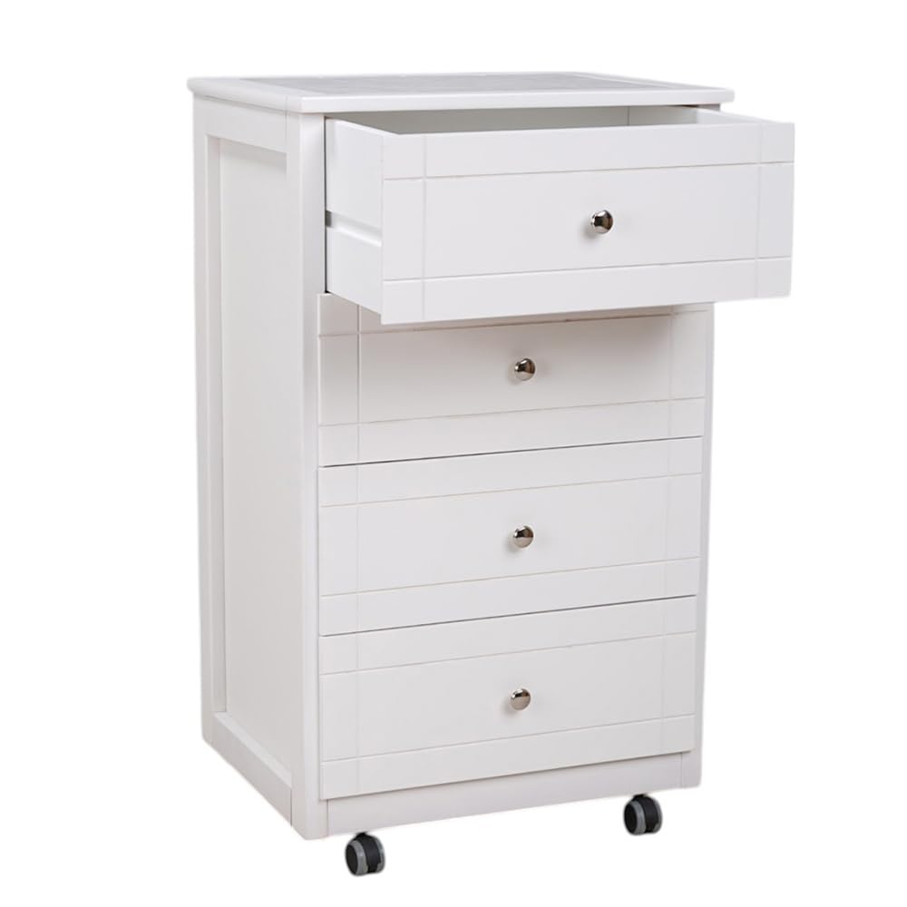 Liberoshopping Giada Carrello da Cucina Cassettiera con Ruote e Piano Mattonelle in Ceramica per Casa Giardino Laccato Bianco