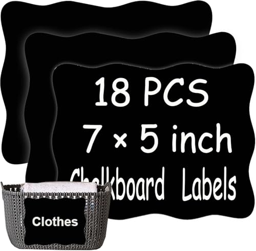 Image of Extra Large Chalkboard Labels, Waterproof Adhesive Fancy Rectangles Chalkboard Stickers, Erasable & Reusable Black Board Sticker for Big Bins Boxes Jars Containers - 7'' X 5'', Pack of 18