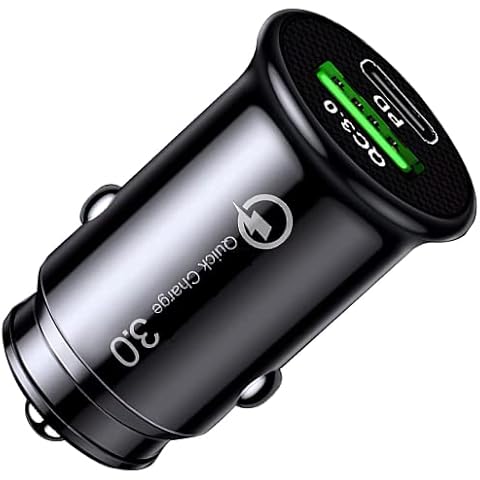 AUSPRO USB C Car Charger 48W/5A Fast USB Car Charger PD&QC 3.0 Dual Port Car Adapter Compatible with iPhone 13 12 11 Pro Max Galaxy S22 Ultra/S21/S20 & more Cover