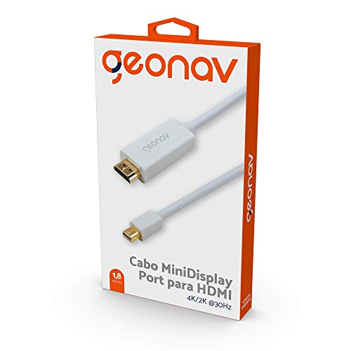 Cabo Mini Display Port macho para HDMI macho 32 AWG, 1.8MT, Branco, MC-06W, Geonav