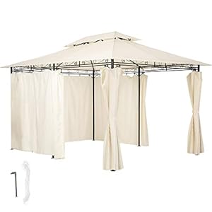 tectake 800793 – Luxe tuinpaviljoen met 6 zijdelen – diverse kleuren – creme – 403268