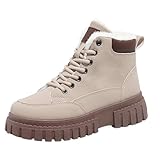 UXSELKCD damen winterschuhe Wasserdichte Winterschuhe Hiking Boot Anti Rutsch Schnürstiefel Warm Shoes Outdoor Ski Boots Modische Thickening Hightech Bequemer (Khaki, 38)