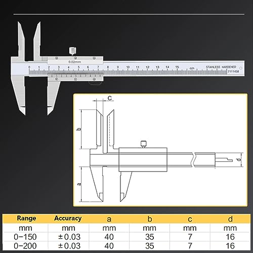 Calibrador Vernier con Mandíbulas Largas 0-150 mm Acero miniatura 6