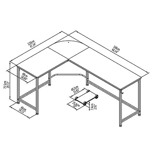 Samtra 66" × 47" Reversible Large L Shaped Computer Desk Laptop Table Study Workstation Office Home Furniture Wood Natural, Espresso #TOP4