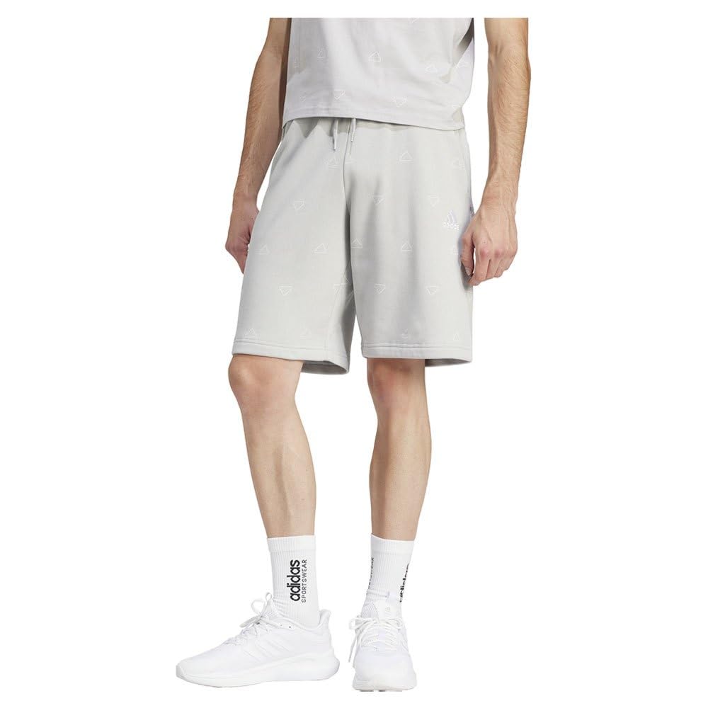 adidas Men's Seasonal Essentials Monogram Graphic Shorts, Grey Two, M