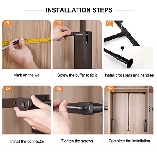 Pull Down Closet Rod For Hanging Clothes, Soft-Close Wardrobe Lift Retractable Cabinet Rail For Inside Cabinet Width 35"~47.2", 33 Lb Weight Rating Aluminium Alloy Tubing With Plastic Housing #TOP6