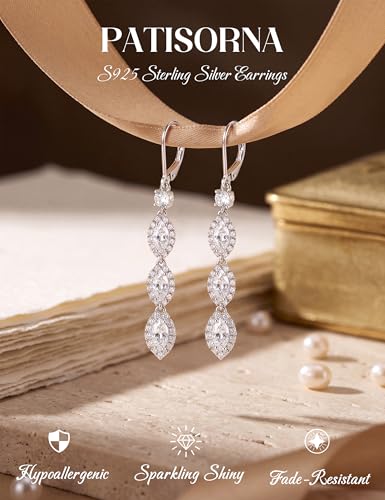 Image of PATISORNA 925 Sterling Silver Long Dangle Earrings for Women Hypoallergenic