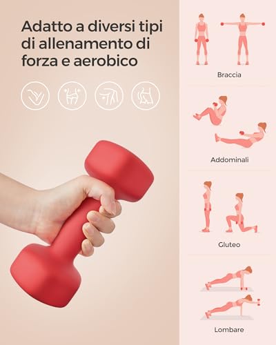 SONGMICS Set di 2 Manubri, 2 x 3 kg, Manubri Esagonale con Superficie in Vinile, per Fitness, Esercizio, Addestramento, per Palestro in Casa, Rosso Rubino SYL66RD - Immagine 3