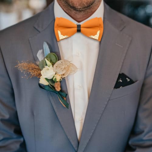 Image of Bow Ties for Men Women Metal Gold Bowtie, Pre Tied Mens Bow Tie Tuxedo Bowties Men for Prom Wedding Party