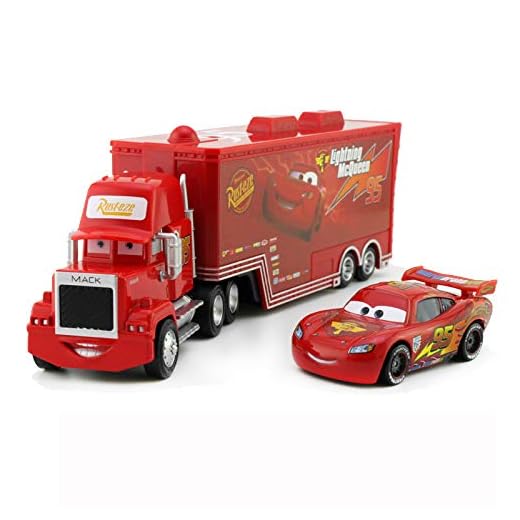 fashionmore 2 PCS Cars Movie Toys Lightning McQueen & Mack Hauler Truck Diecast Toy Car 1:55 Loose Kids Toy Vehicles McQueen Toys Car