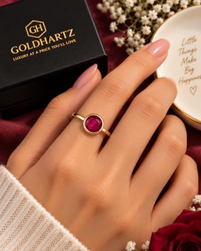 Image of 925 Sterling Silver 18K Gold Plated Birthstone 2 Ct Solitaire Natural Gemstone Ring for Women | Fine Jewelry Gift for Wife, Girlfriend, Sister, Birthday, Anniversary, Rakhi, Rakshabandhan, Valentine's