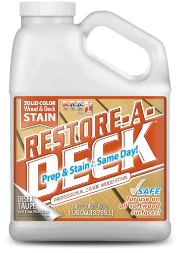 Restore-A-Deck Solid Color Stain for Decks & Exterior Wood, Desert Taupe, 1 Gallon