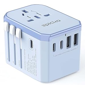 EPICKA Universal Travel Adapter, International Power Plug Adapter with 3 USB-C and 2 USB-A Ports, All-in-one Wall Charger for USA EU UK AUS (TA-105C, Blue)