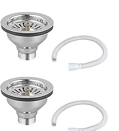 New Swastik Stainless Steel Waste Coupling for Sink/Wash Basin with PVC Waste Pipe for Wash Basin/Kitchen Sink, 4 Inch (Silver) Pack of 2